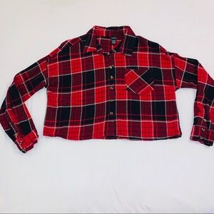 4/$25♦️ RUE21 Red Cropped Plaid Flannel top